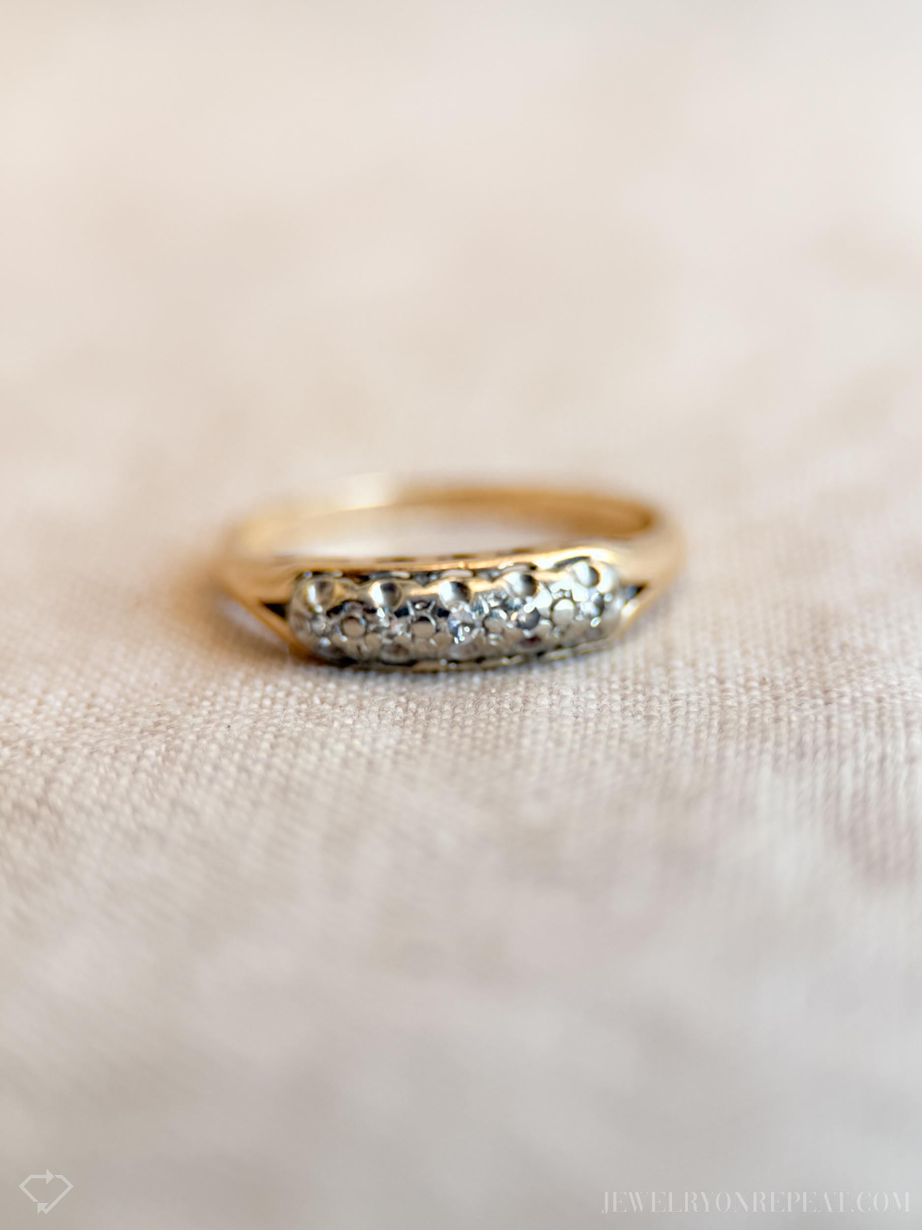 Vintage Diamond Wedding Band in 14k Gold, Antique Jewelry from the 1920s - Timeless, Sustainable, @JewelryOnRepeat