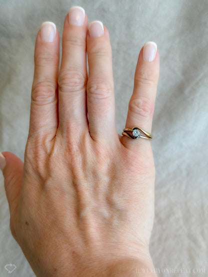 Vintage 1990s Diamond Solitaire Engagement Ring in 14k Gold