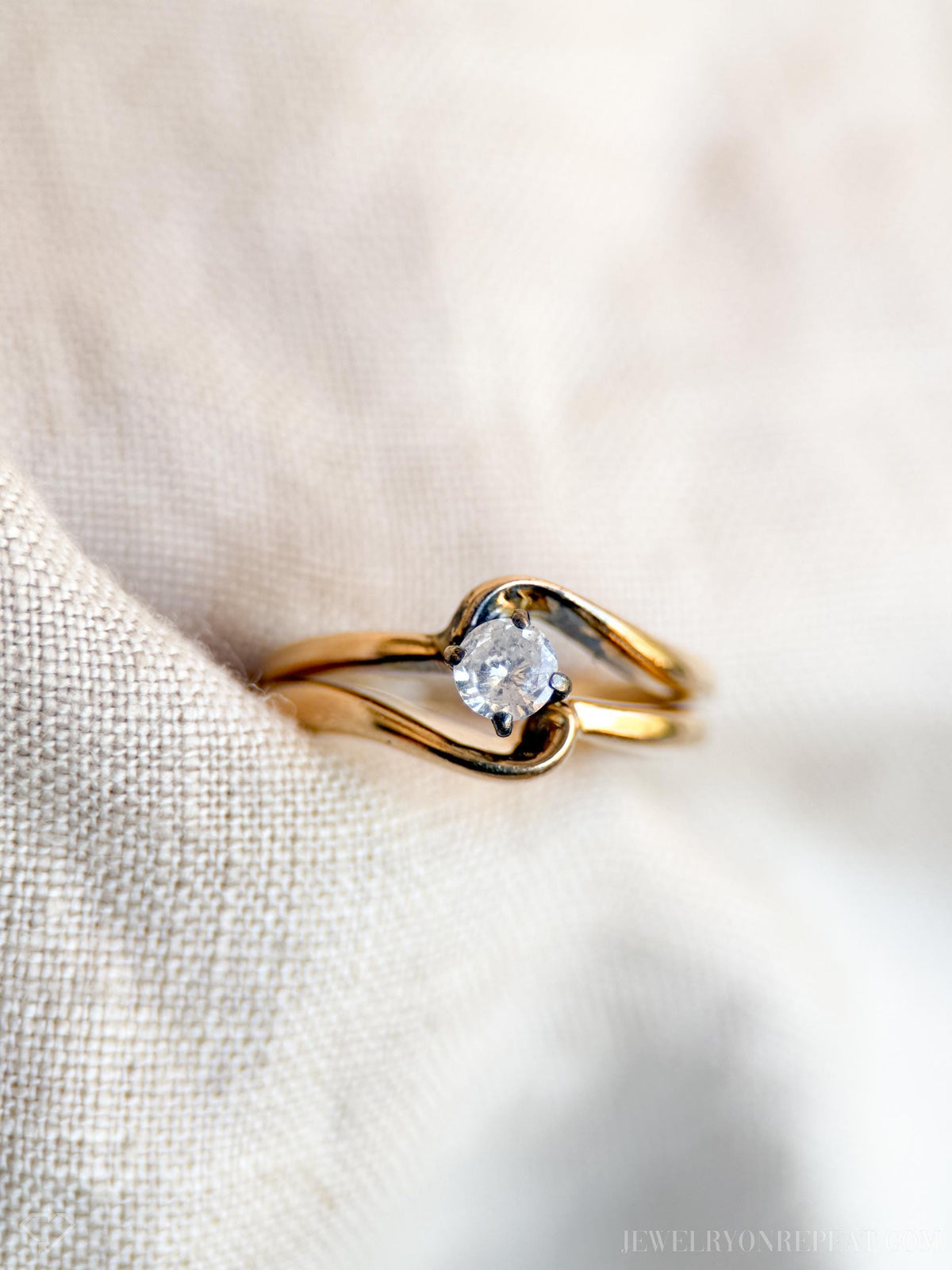 Vintage 1990s Diamond Solitaire Engagement Ring in 14k Gold