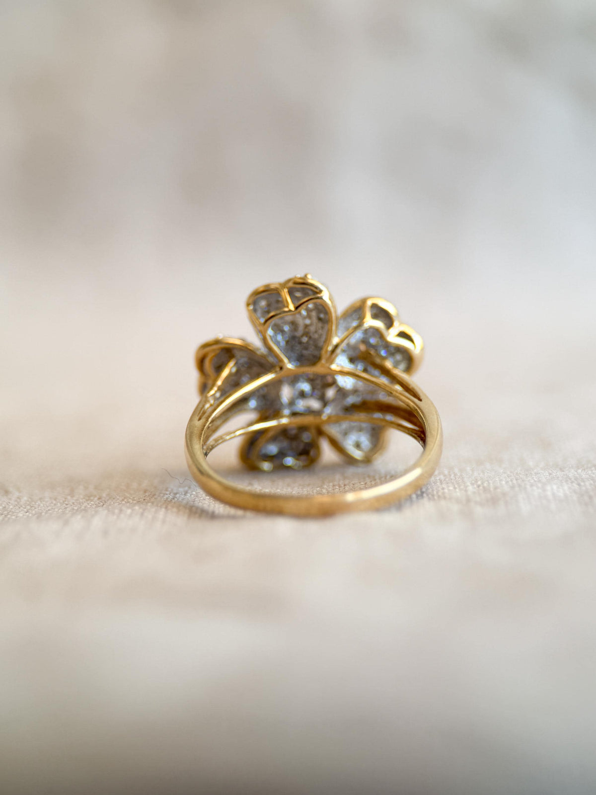 Vintage 1990s Diamond Flower Cluster Ring, 14k Gold