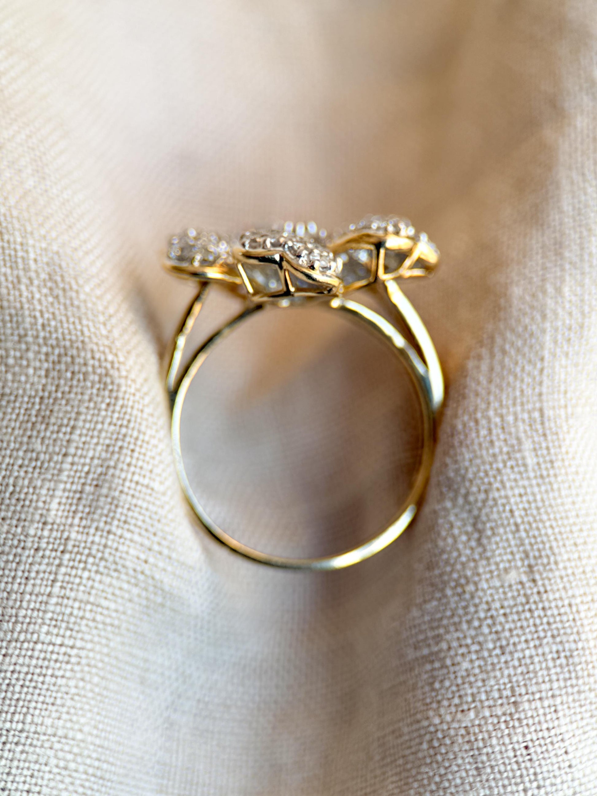 Vintage 1990s Diamond Flower Cluster Ring, 14k Gold