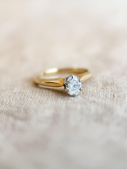 Vintage 1990s Oval Diamond Solitaire Engagement Ring, 14k Gold