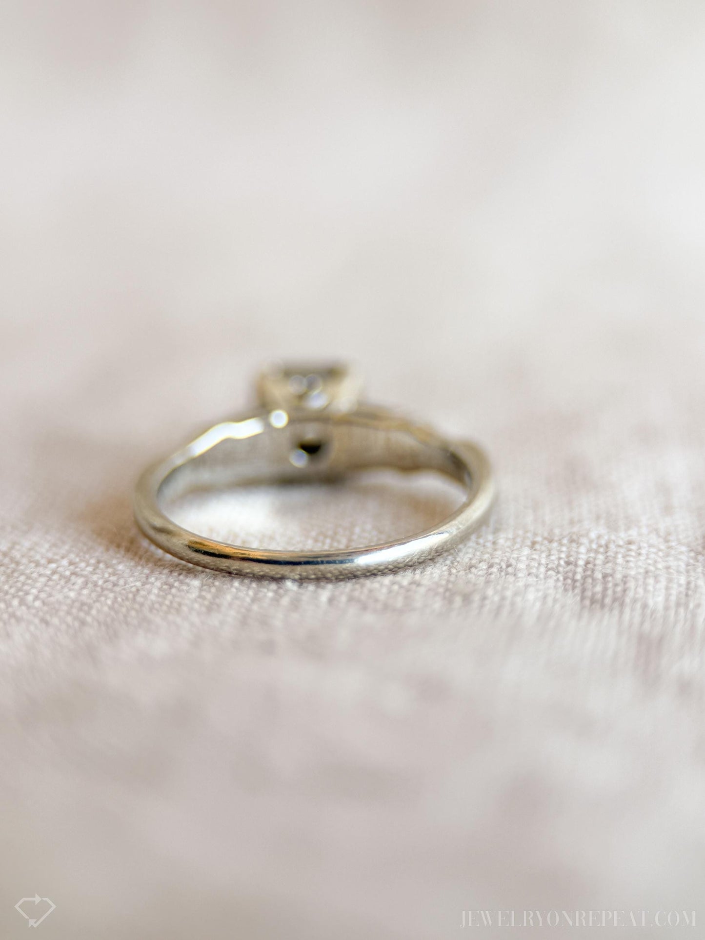 Antique 1920s Art Deco Diamond Engagement Ring, 14k White Gold