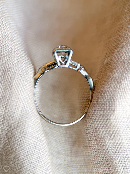 Antique 1920s Art Deco Diamond Engagement Ring, 14k White Gold