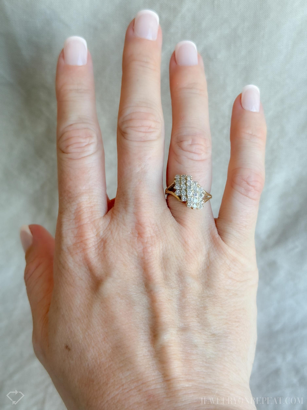 Vintage Diamond Engagement Ring, Round Cut, 14k Gold, 1970s Cluster Prong Set Design