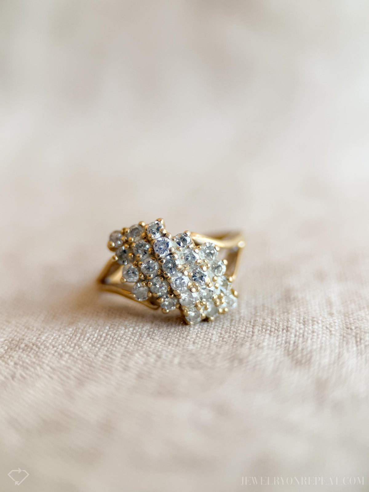 Vintage Diamond Engagement Ring, Round Cut, 14k Gold, 1970s Cluster Prong Set Design