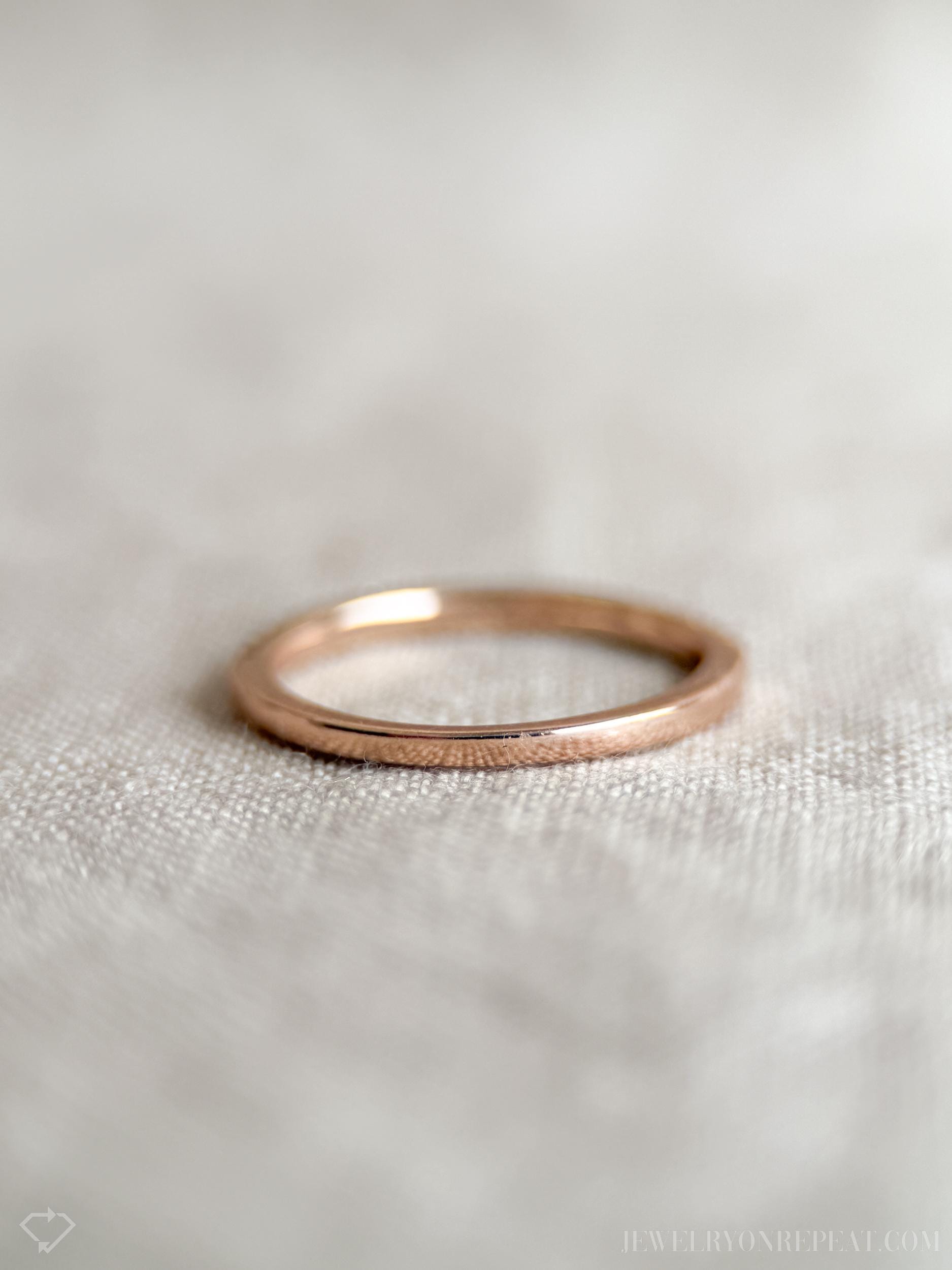 Vintage Diamond Wedding Band, 14k Rose Gold, Prong Set Minimalist Ring, Stacking Band