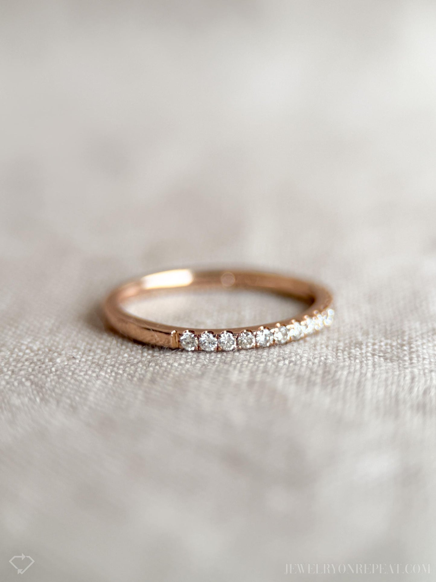 Vintage Diamond Pave Wedding Band in 14k Rose Gold, Retro Jewelry from the 2000s - Timeless, Sustainable, @JewelryOnRepeat