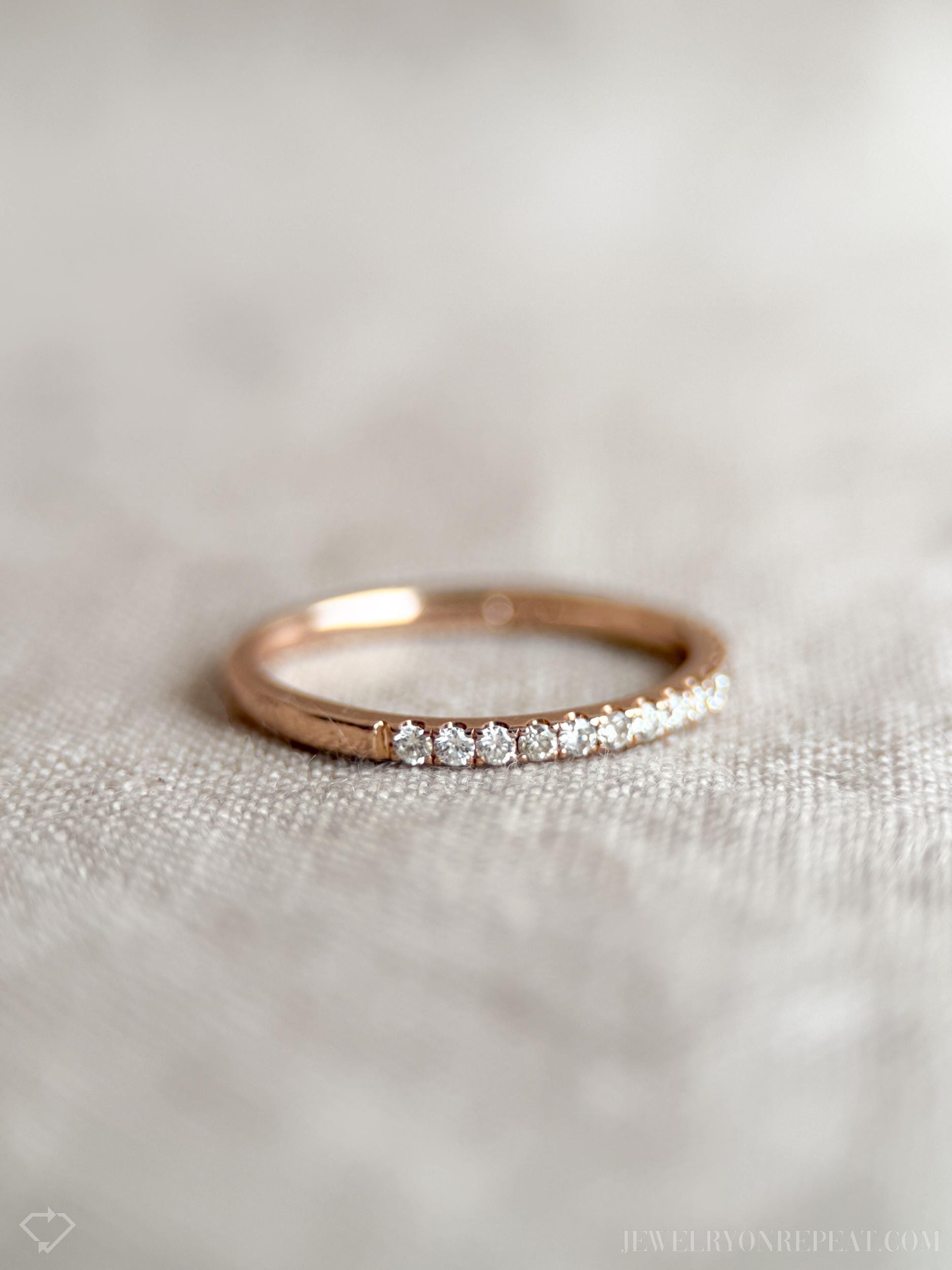Vintage Diamond Pave Wedding Band in 14k Rose Gold, Retro Jewelry from the 2000s - Timeless, Sustainable, @JewelryOnRepeat