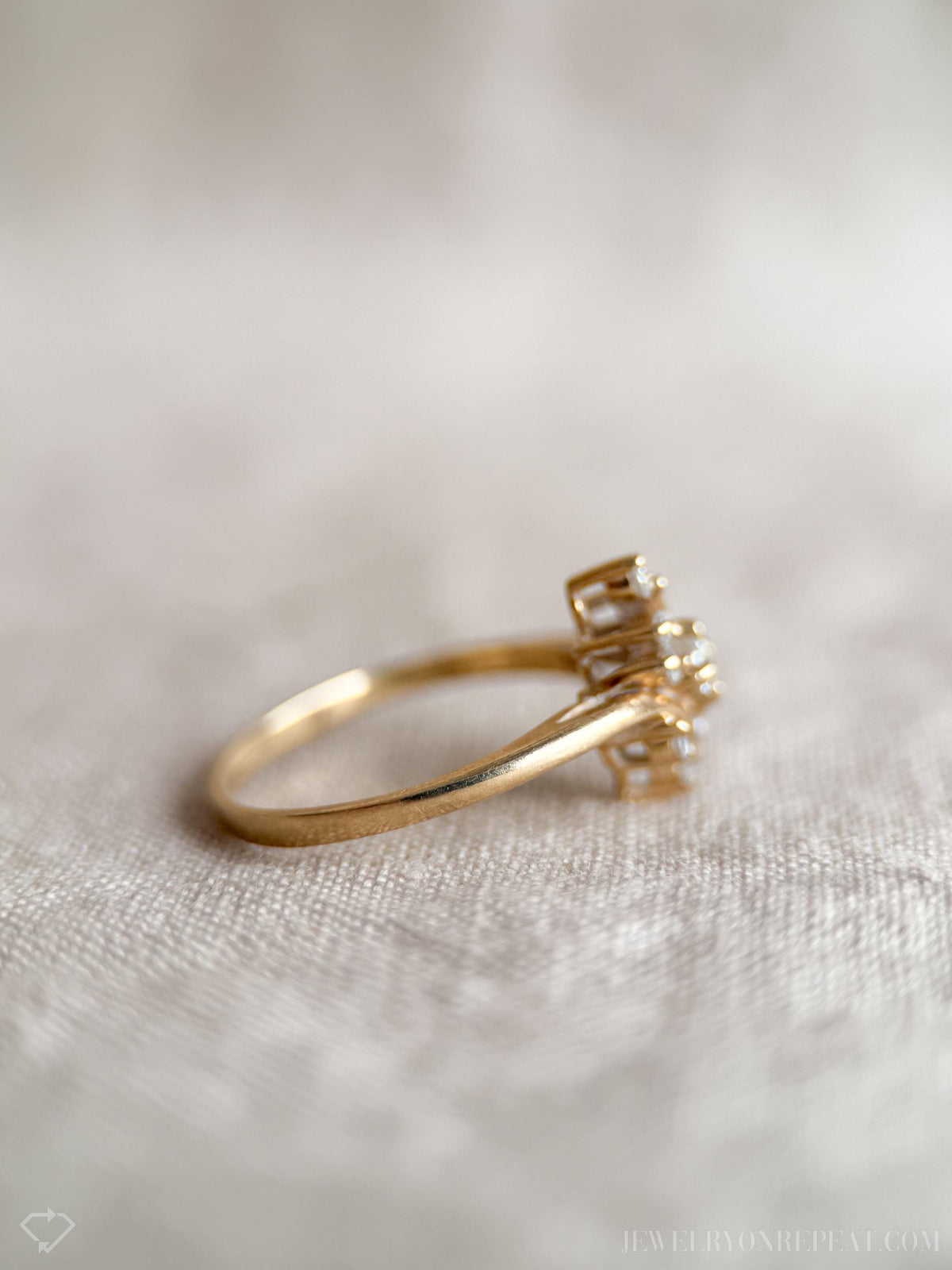 Vintage 1970s Diamond Engagement Ring, 14k Gold, Cluster Style Wedding Ring • One-of-a-kind Jewelry