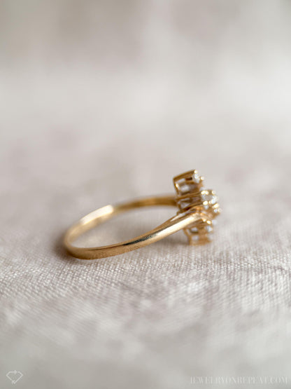 Vintage 1970s Diamond Engagement Ring, 14k Gold, Cluster Style Wedding Ring • One-of-a-kind Jewelry