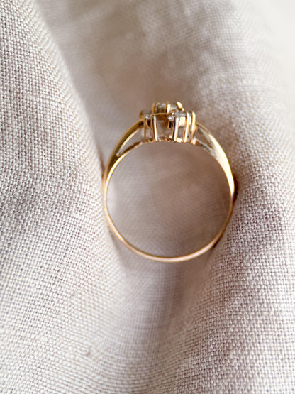 Vintage 1970s Diamond Engagement Ring, 14k Gold, Cluster Style Wedding Ring • One-of-a-kind Jewelry