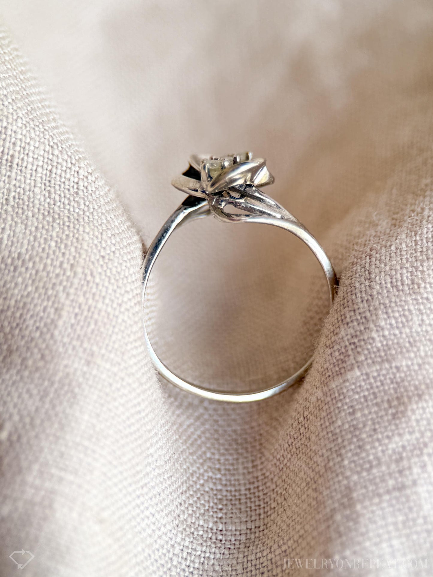 Vintage Diamond Cluster Ring in 14k White Gold, Antique Jewelry from the 1970s - Timeless, Sustainable, @JewelryOnRepeat