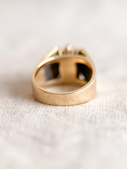 Vintage 1970s Diamond Engagement Ring, 14k Gold, Cluster Sunburst Halo Design • One-of-a-kind Vintage Jewelry