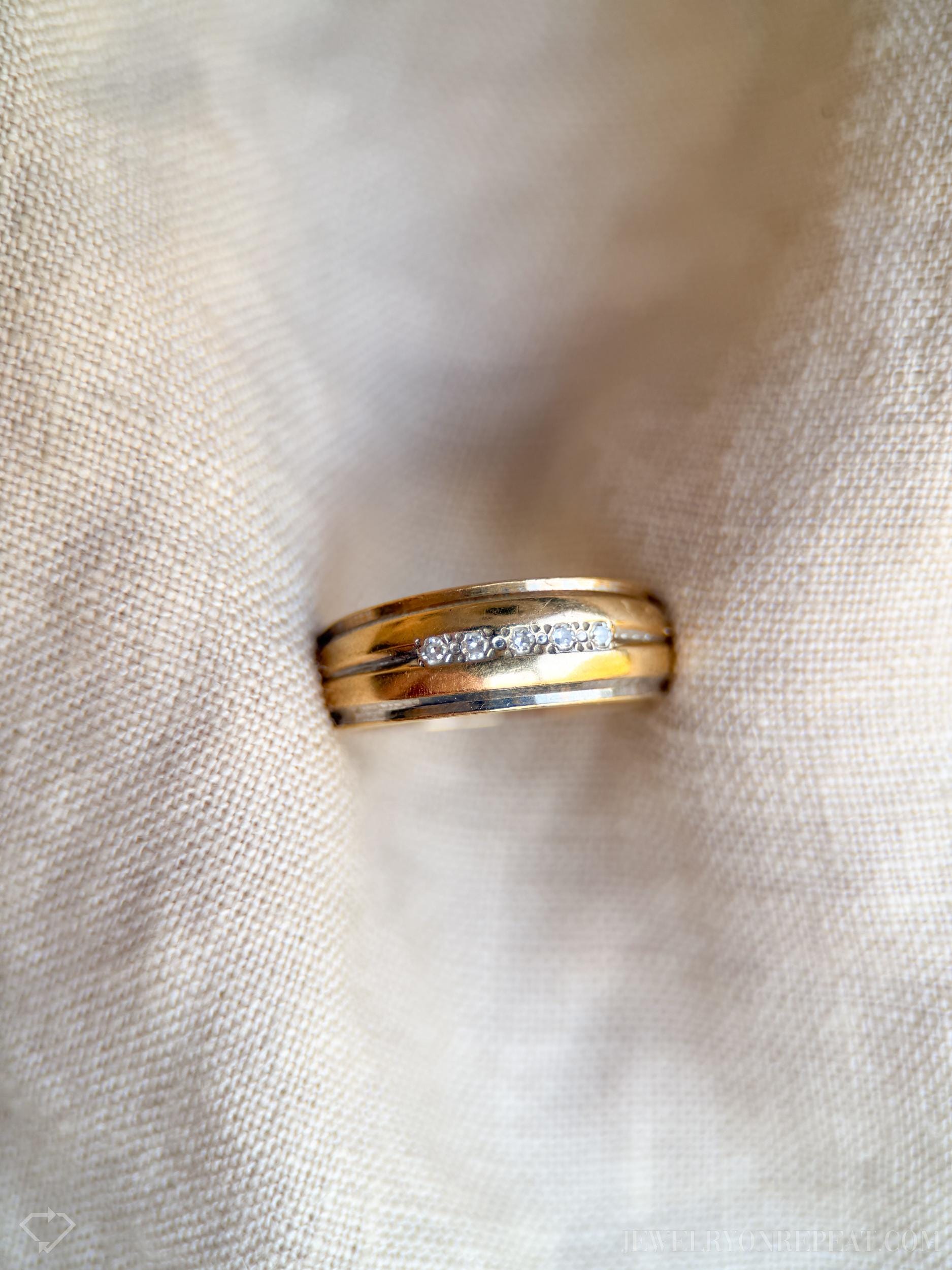 Vintage 1960s Diamond Wedding Band, 14k Gold