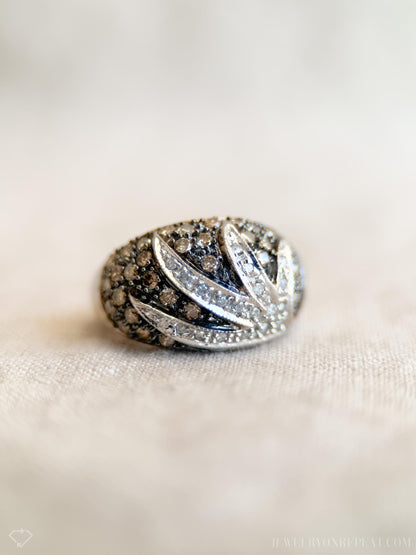 Vintage 1990s Pave Diamond Floral Ring, 10k White Gold