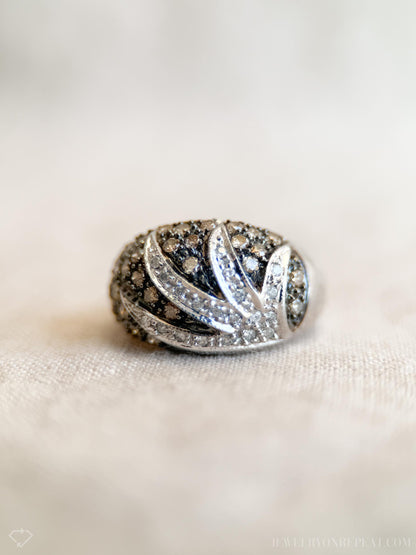 Vintage 1990s Pave Diamond Floral Ring, 10k White Gold