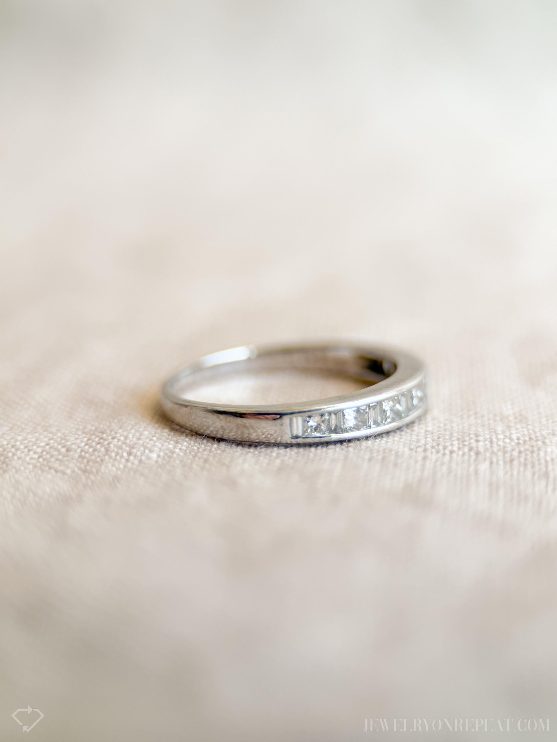 Vintage Diamond Channel Set Wedding Band in 14k White Gold, Retro Jewelry from the 1990s - Timeless, Sustainable, @JewelryOnRepeat