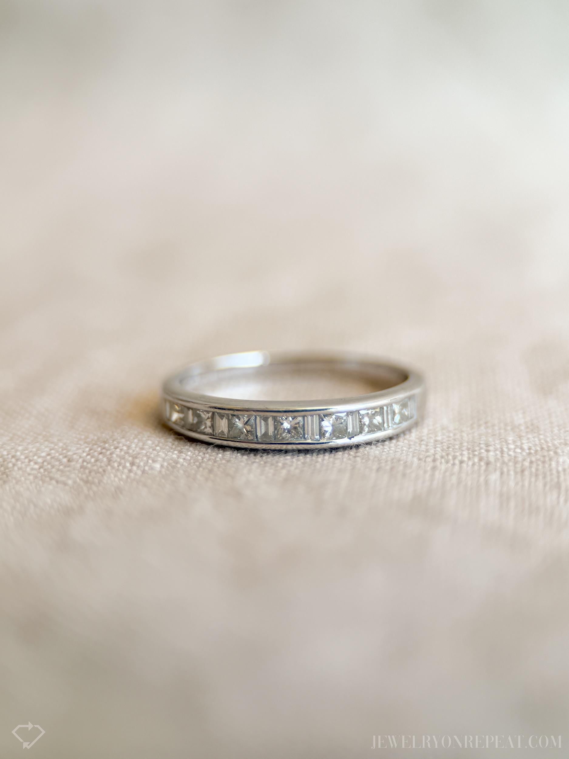Vintage Diamond Channel Set Wedding Band in 14k White Gold, Retro Jewelry from the 1990s - Timeless, Sustainable, @JewelryOnRepeat