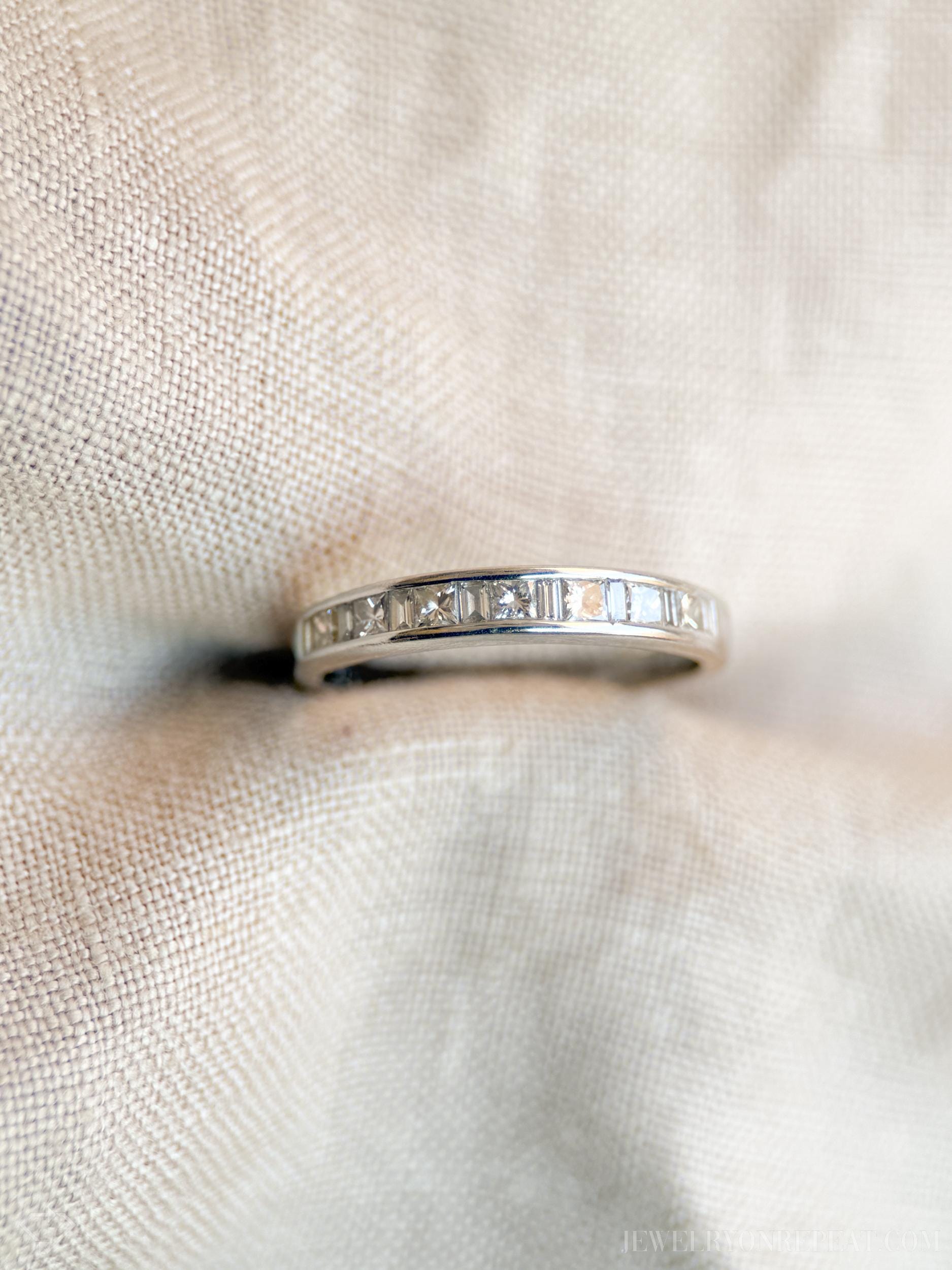 Vintage Diamond Channel Set Wedding Band in 14k White Gold, Retro Jewelry from the 1990s - Timeless, Sustainable, @JewelryOnRepeat