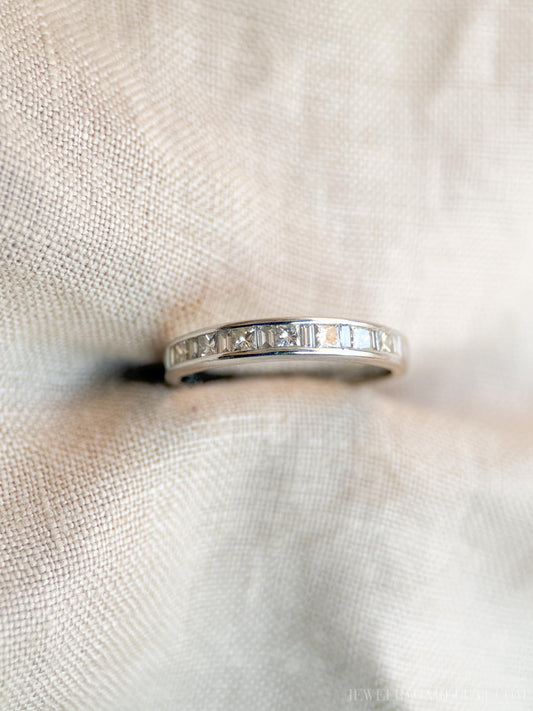 Vintage Diamond Channel Set Wedding Band in 14k White Gold, Retro Jewelry from the 1990s - Timeless, Sustainable, @JewelryOnRepeat