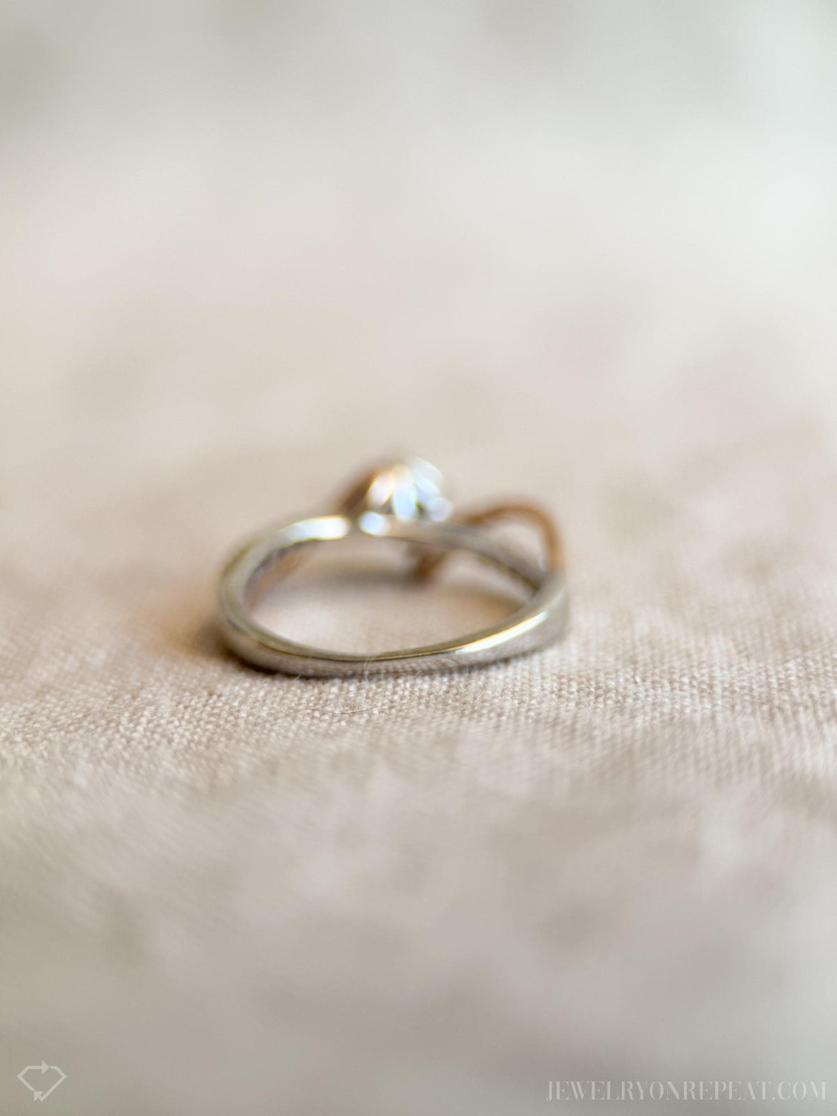 Vintage Diamond Engagement Ring, Round Cut, 10k White & Rose Gold, 2000s Infinity Bridal Ring