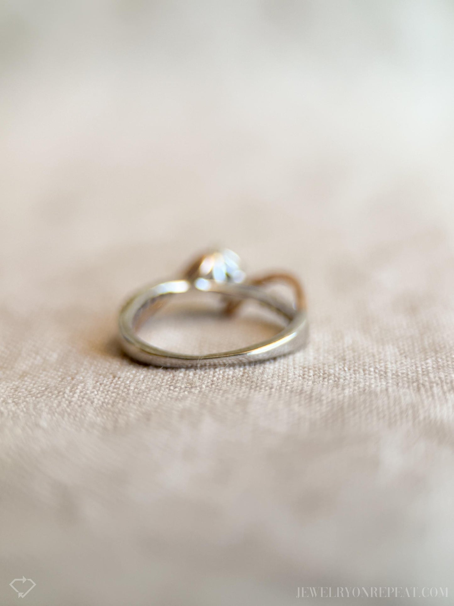 Vintage Diamond Engagement Ring, Round Cut, 10k White & Rose Gold, 2000s Infinity Bridal Ring