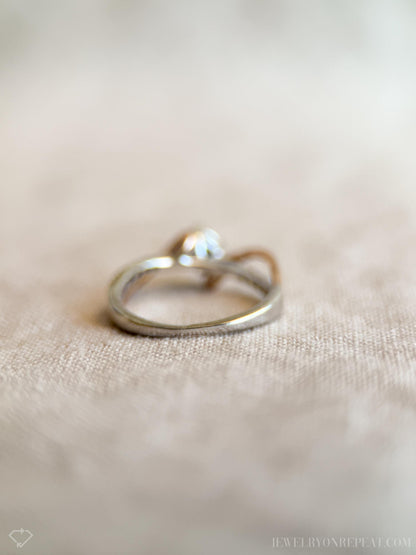 Vintage Diamond Engagement Ring, Round Cut, 10k White & Rose Gold, 2000s Infinity Bridal Ring