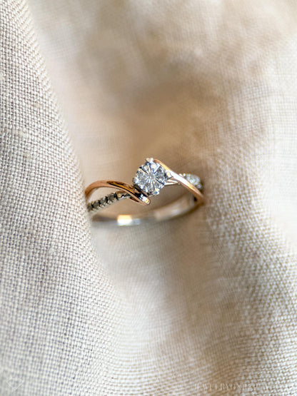 Vintage Diamond Engagement Ring, Round Cut, 10k White & Rose Gold, 2000s Infinity Bridal Ring
