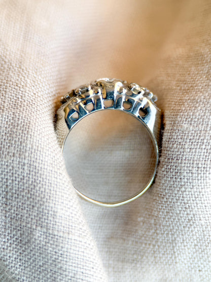 Vintage Diamond Engagement Ring, Round Cut, 14k White Gold, 1950s Mid-Century Bridal Ring