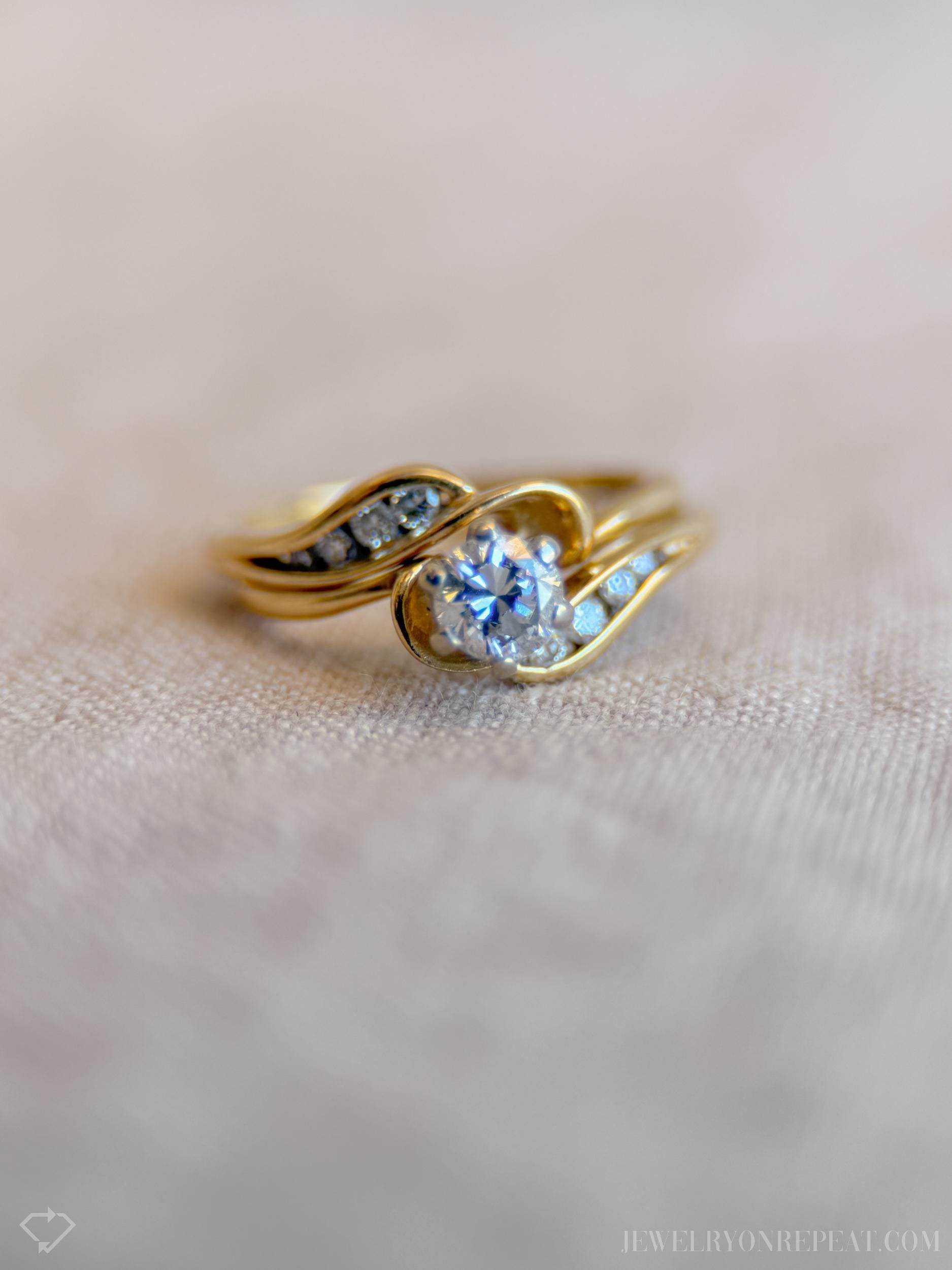 Vintage 1990s Diamond Bridal Set, Engagement & Wedding Rings