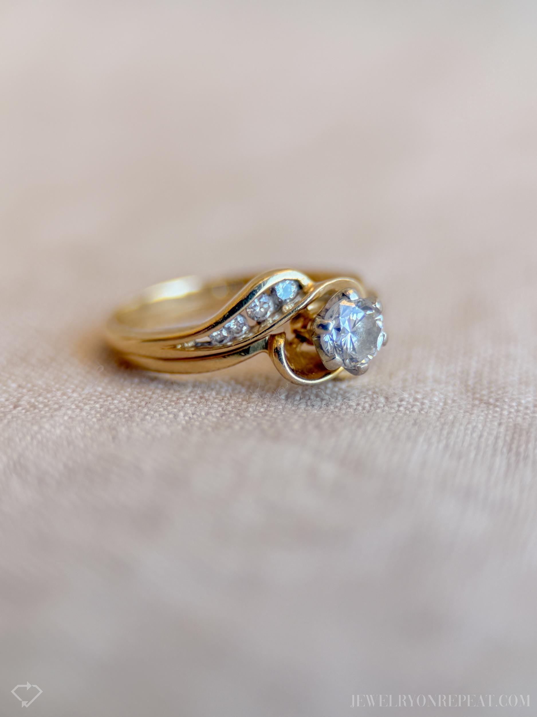 Vintage 1990s Diamond Bridal Set, Engagement & Wedding Rings