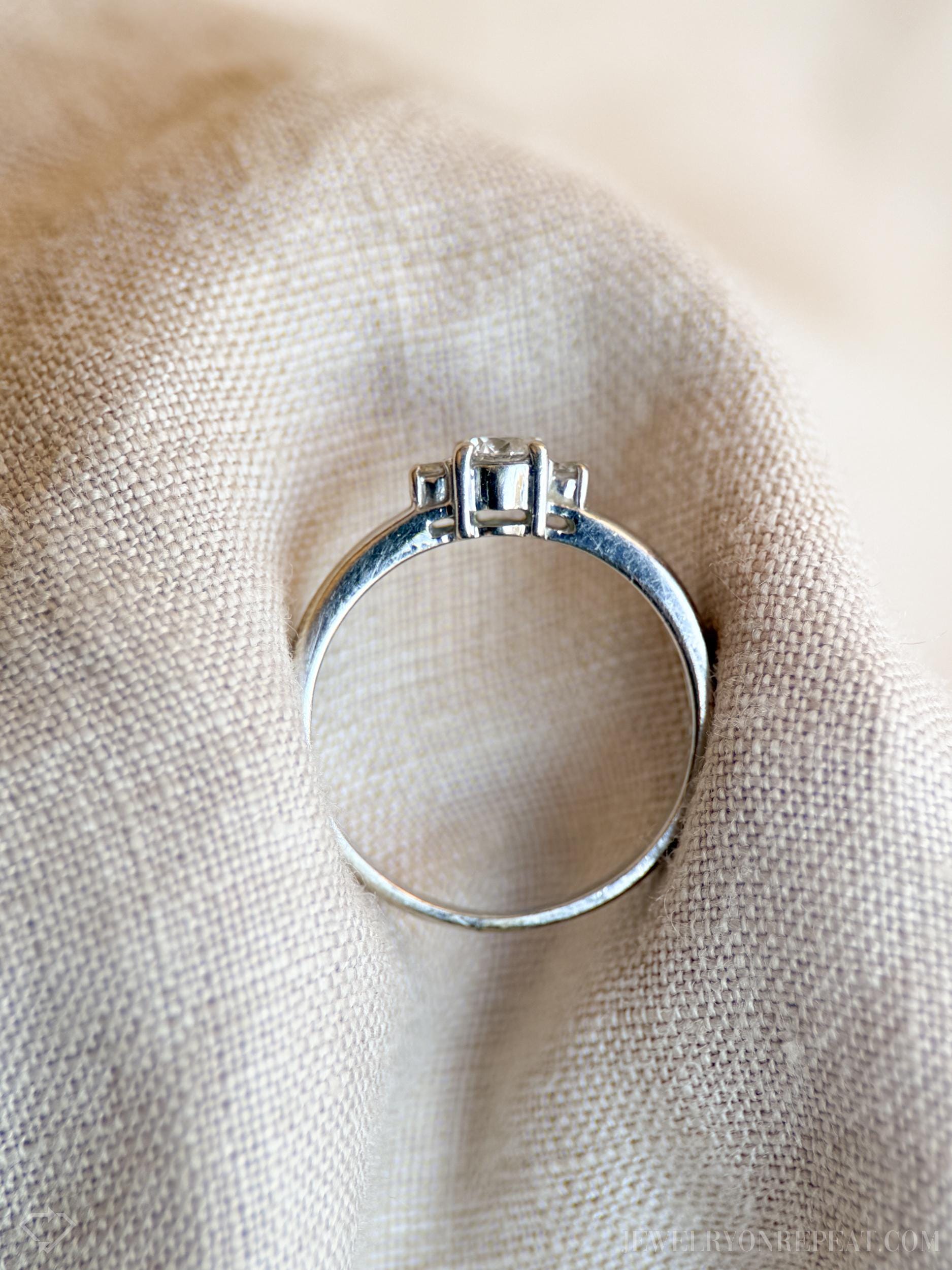 Vintage Three Stone Diamond Engagement Ring in 14k White Gold, Retro Jewelry from the 1990s - Timeless, Sustainable, @JewelryOnRepeat
