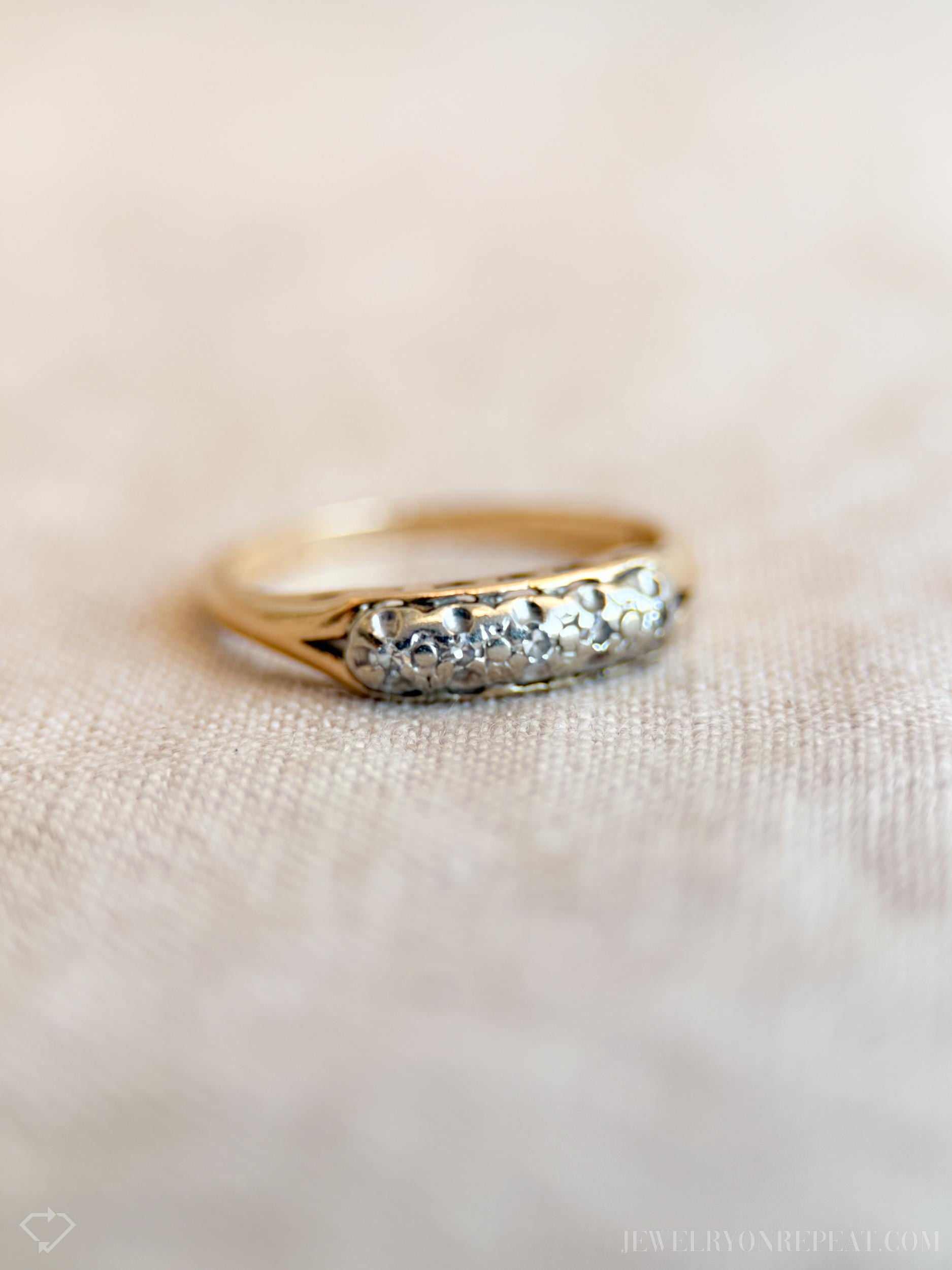 Vintage Diamond Wedding Band in 14k Gold, Antique Jewelry from the 1920s - Timeless, Sustainable, @JewelryOnRepeat