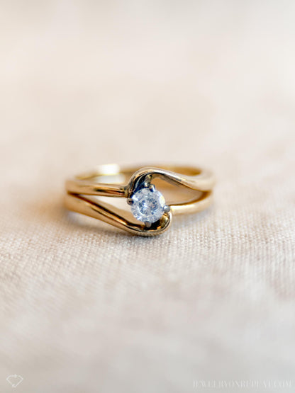 Vintage 1990s Diamond Solitaire Engagement Ring in 14k Gold