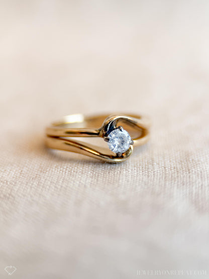 Vintage 1990s Diamond Solitaire Engagement Ring in 14k Gold