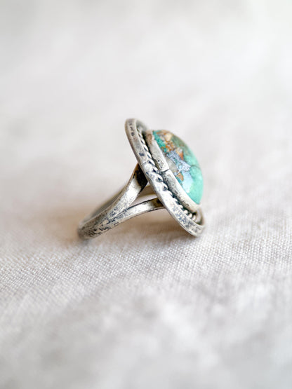 Vintage Sterling Silver Turquoise Teardrop Ring, Boho Statement Jewelry