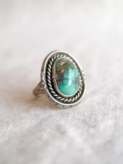 Vintage Sterling Silver Turquoise Teardrop Ring, Boho Statement Jewelry