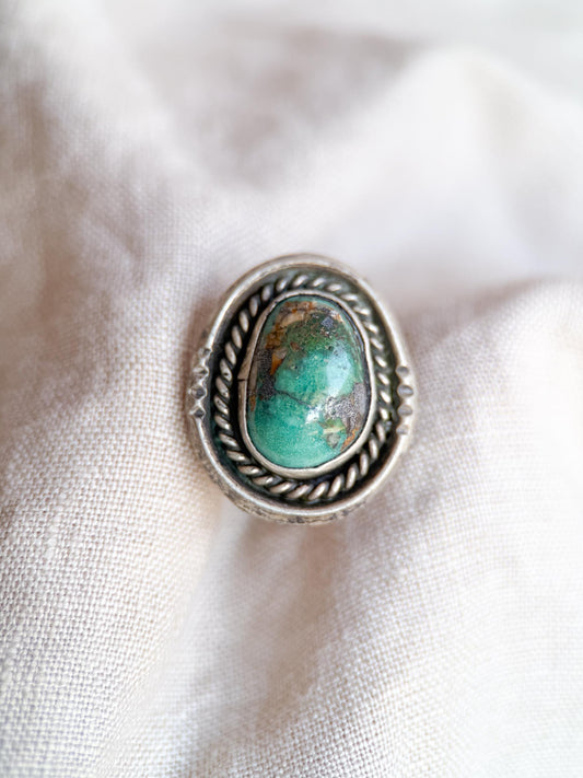Sterling Silver Turquoise Ring, Native American Boho Statement Ring, Vintage Artisan Southwestern Jewelry - @JewelryonRepeat
