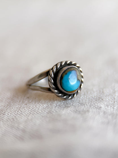 Vintage Sterling Silver Turquoise Rope Statement Ring Boho Jewelry