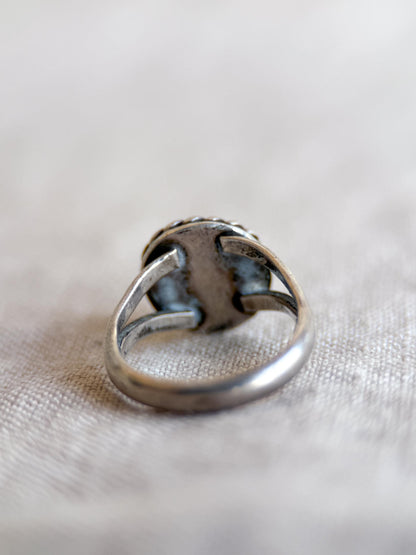 Vintage Sterling Silver Turquoise Rope Statement Ring Boho Jewelry