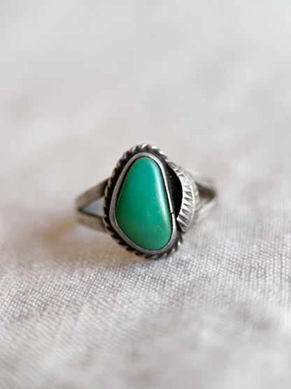 Vintage Sterling Silver Green Turquoise Teardrop Ring, Boho Statement Jewelry