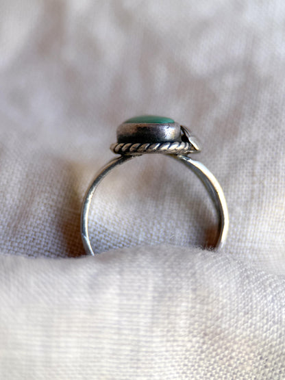 Vintage Sterling Silver Green Turquoise Teardrop Ring, Boho Statement Jewelry