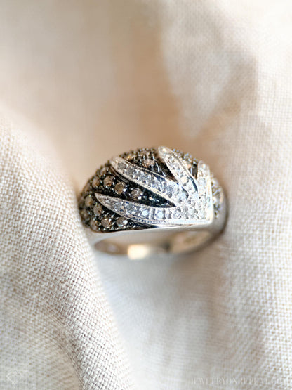 Vintage 1990s Pave Diamond Floral Ring, 10k White Gold