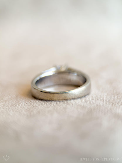 Vintage Diamond Engagement Ring, Princess Cut, 14k White Gold, 1990s Channel Set Bridal Ring