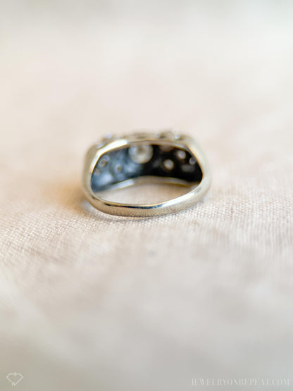 Vintage Diamond Engagement Ring, Round Cut, 14k White Gold, 1950s Mid-Century Bridal Ring