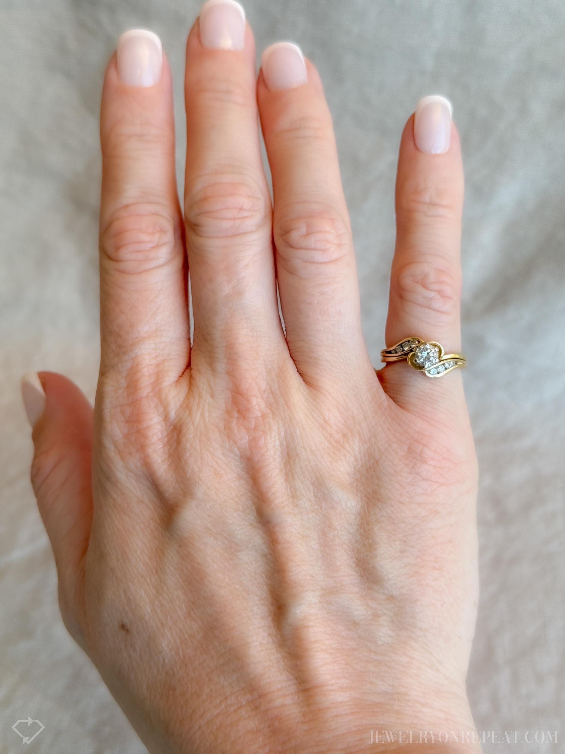 Vintage Diamond Bridal Set, Engagement Ring and Wedding Band in 14k Gold, Retro 1990s Jewelry - Timeless, @JewelryOnRepeat