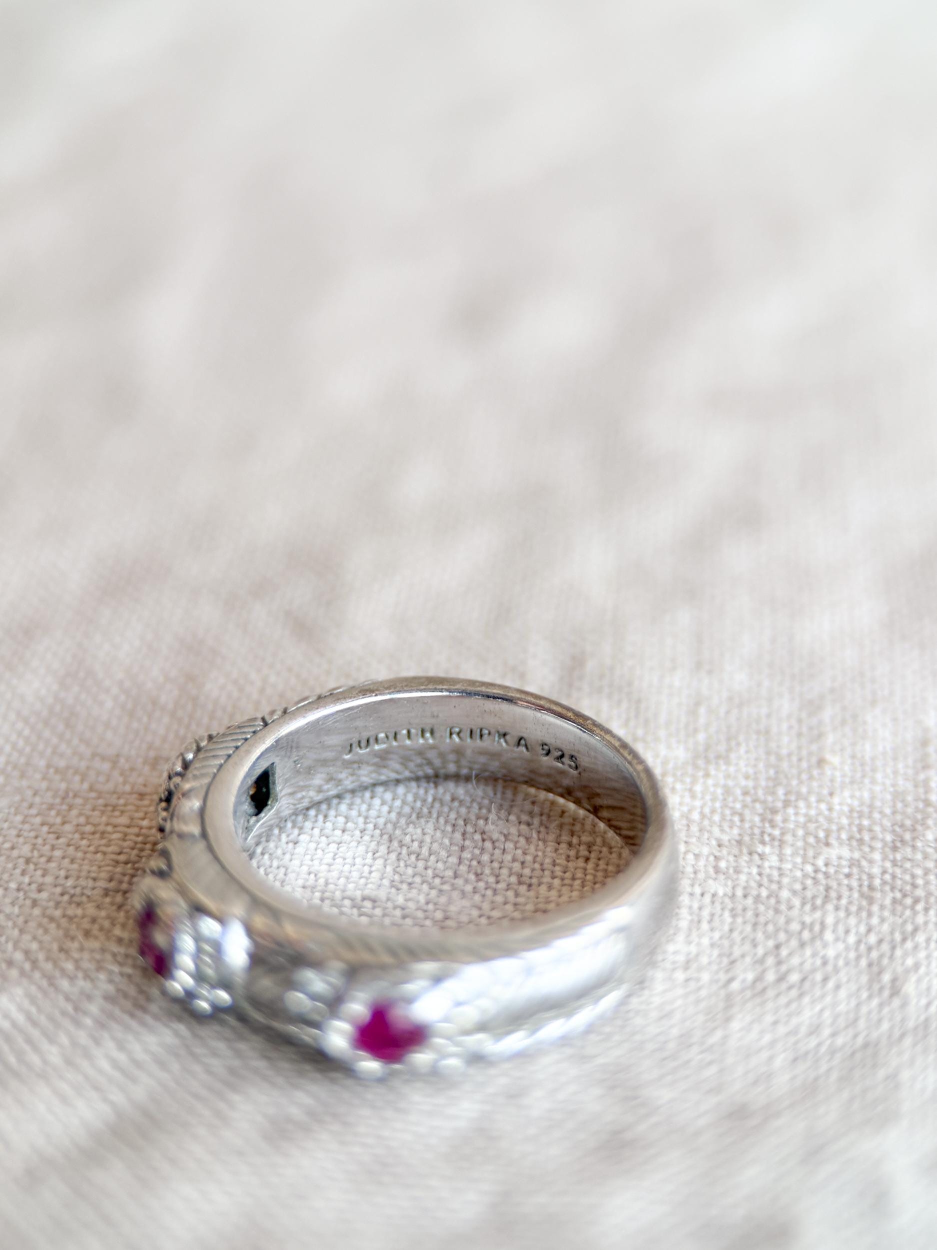 Vintage Sterling Silver Judith Ripka Ruby Ring, Faceted Gemstone Statement Ring, Classic Elegant Jewelry - @JewelryonRepeat