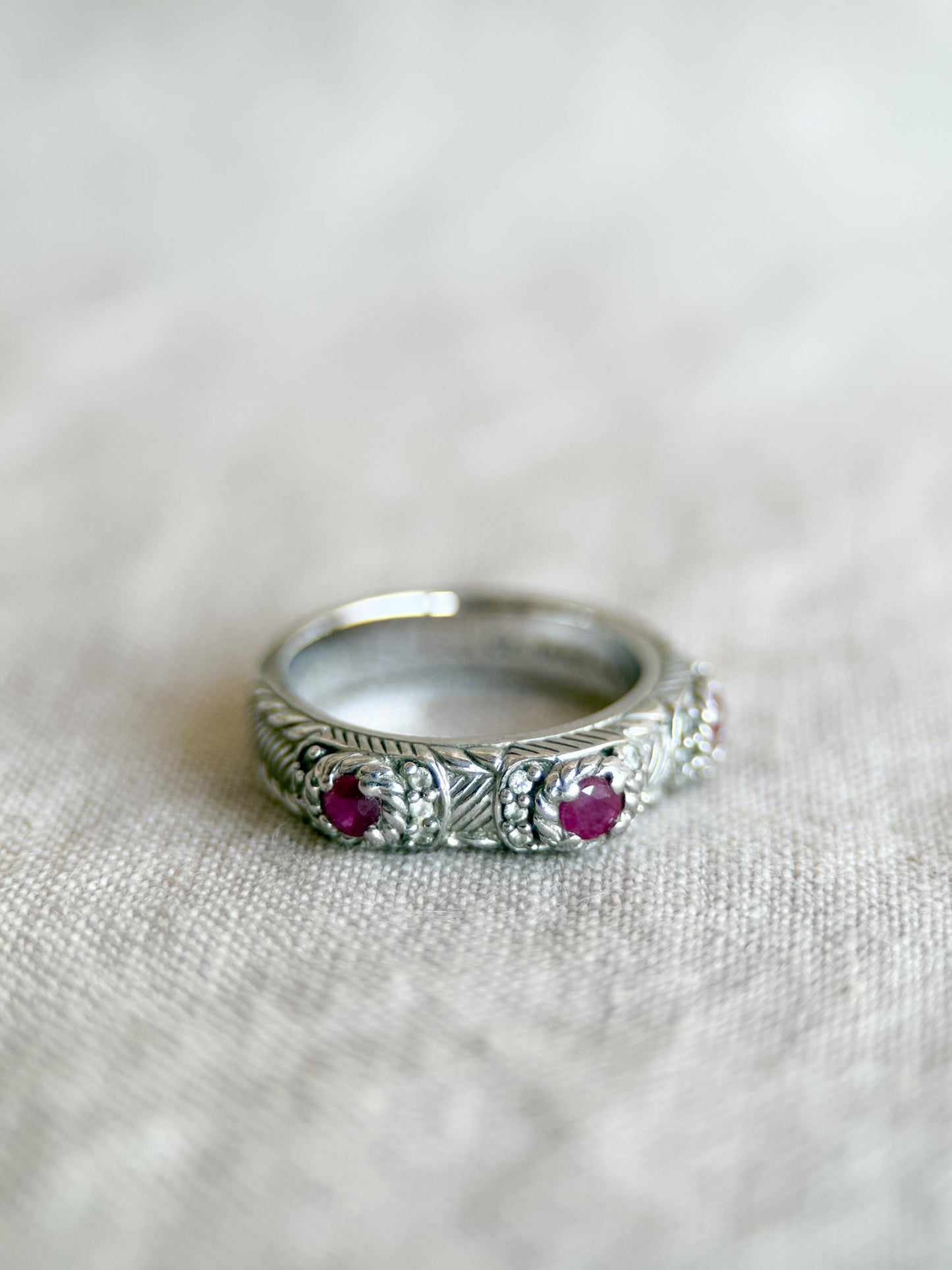 Vintage Sterling Silver Judith Ripka Ruby Ring, Faceted Gemstone Statement Ring, Classic Elegant Jewelry - @JewelryonRepeat