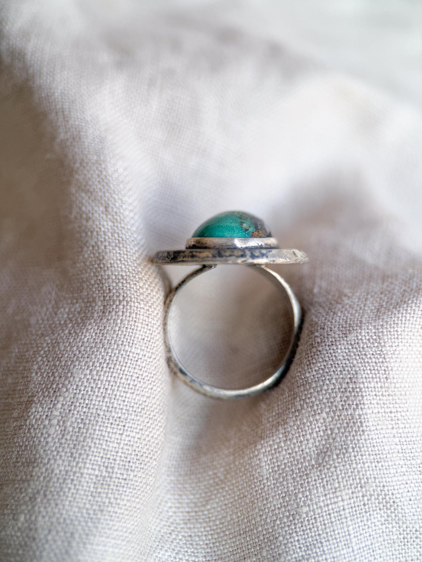 Vintage Sterling Silver Turquoise Teardrop Ring, Boho Statement Jewelry
